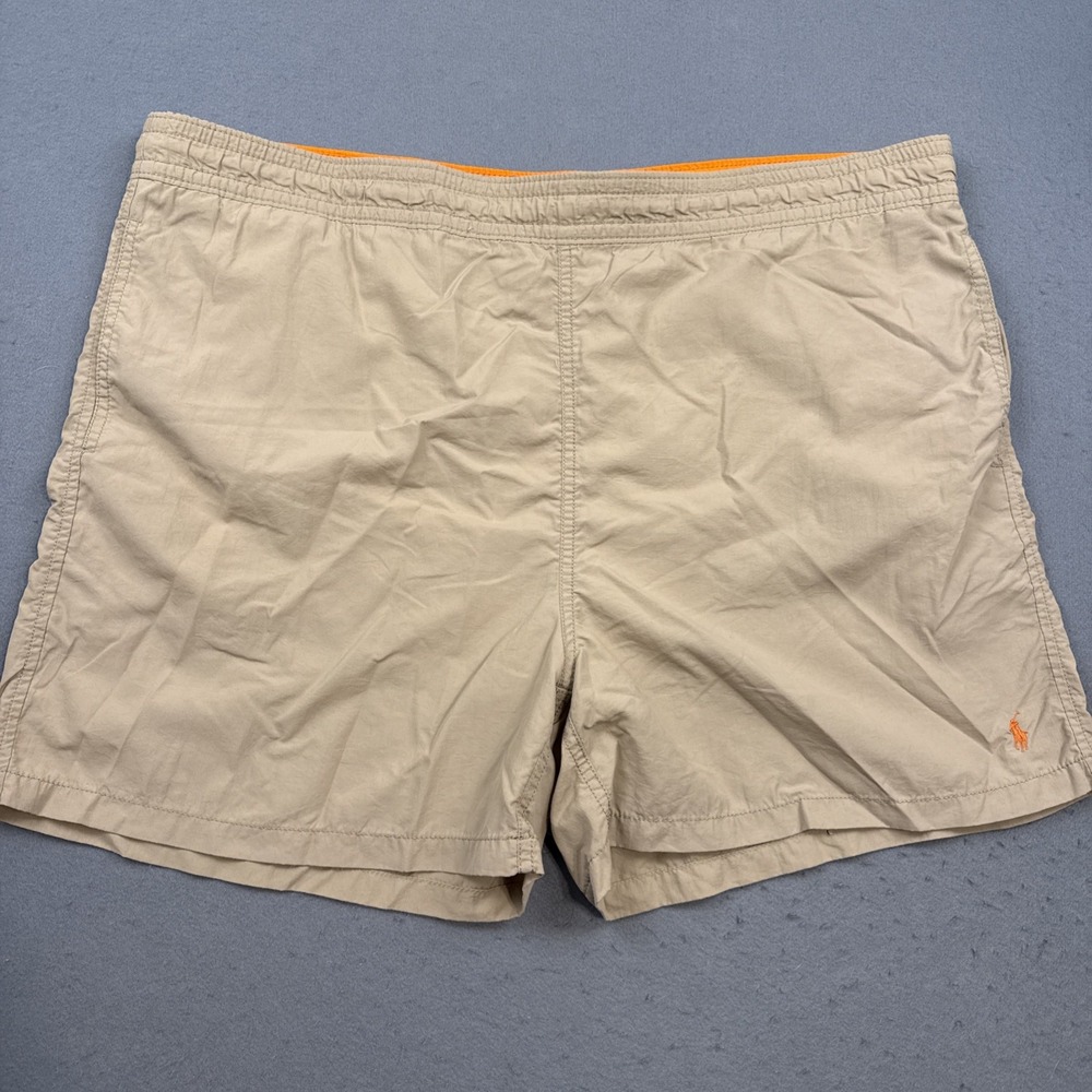Polo Ralph Lauren Swim Trunks Mens XXL TAN Elastic Drawstring Swim Shorts 5in